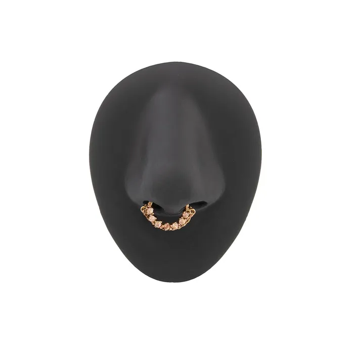 Anal Painful Pleasures 16g PVD Gold Champagne Jeweled Steel Septum Clicker