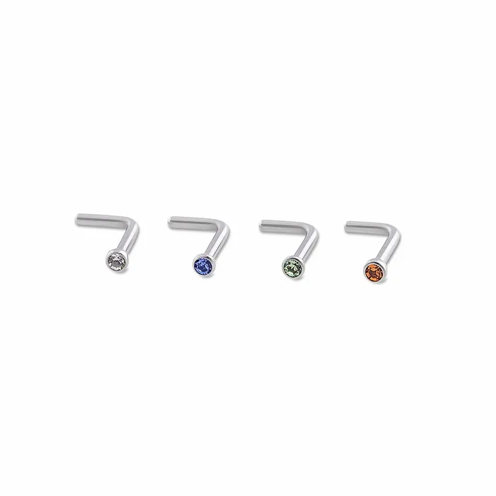 Anal Painful Pleasures 18g Bezel Set Jeweled Martini Glass LBend Nose Screw Price Per 1