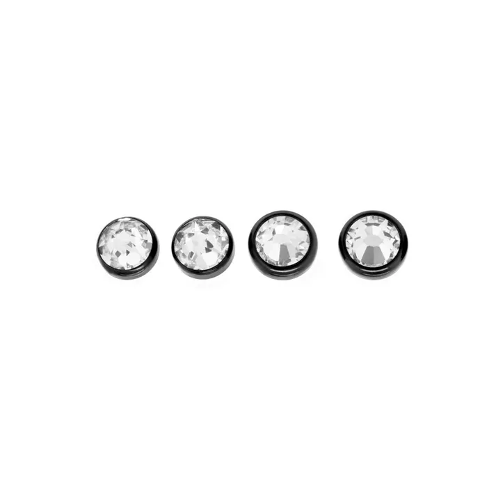 Anal Tilum Tilum 14g12g Internally Threaded Swarovski Jewel PVD Black Titanium Flat Top Price Per 1
