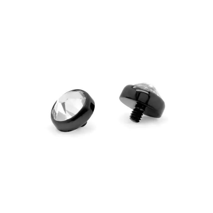 Anal Tilum Tilum 14g12g Internally Threaded Swarovski Jewel PVD Black Titanium Flat Top Price Per 1