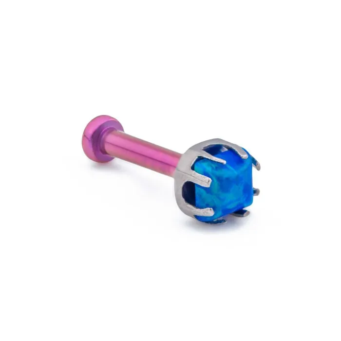 Anal Tilum Tilum 18g16g Internally Threaded Titanium Corner ProngSet Square Opal Top 3mm Price Per 1