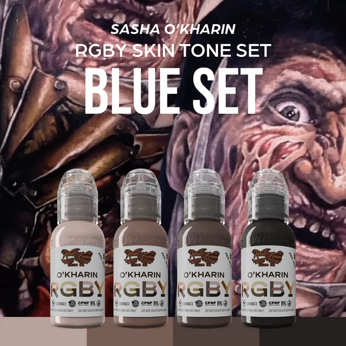 Anal World Famous Sasha OKharin RGBY Skin Tone Blue Mini Set of 4 Colors World Famous 1oz