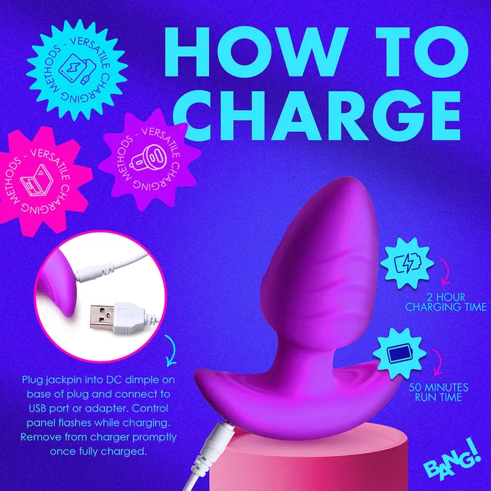 BANG Rotating Vibrating Silicone Butt Plug with Remote XR Brands Male Sex Toys