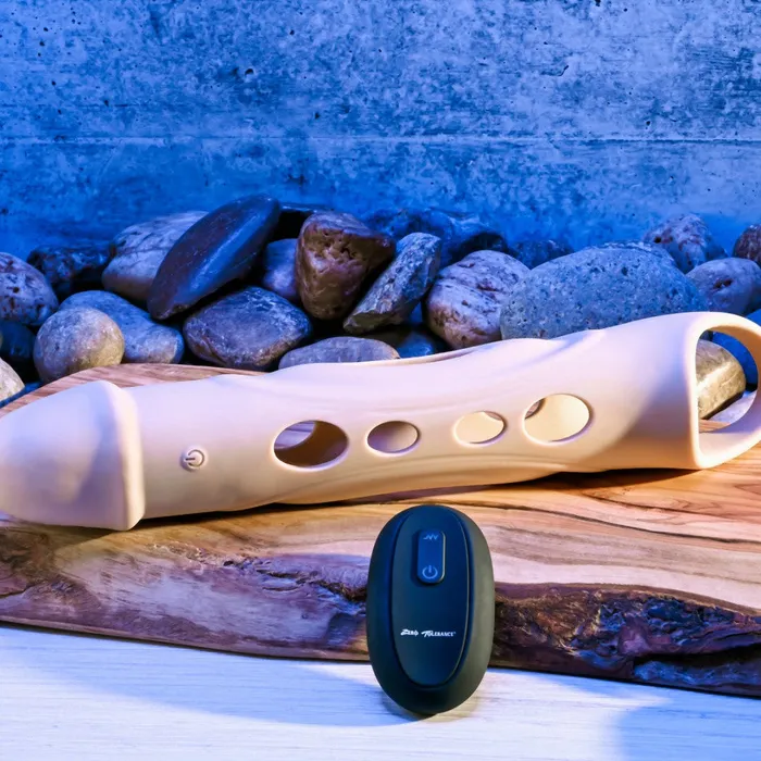 Big Boy Vibrating Silicone Penis Extender with Remote and Ball Strap Vanilla Evolved Novelties Male Sex Toys