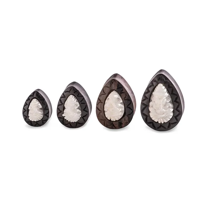 Black Areng Wood 3D Bone Ganesh Elephant Tear Drop Plug Price Per 1 Elementals Organics Anal