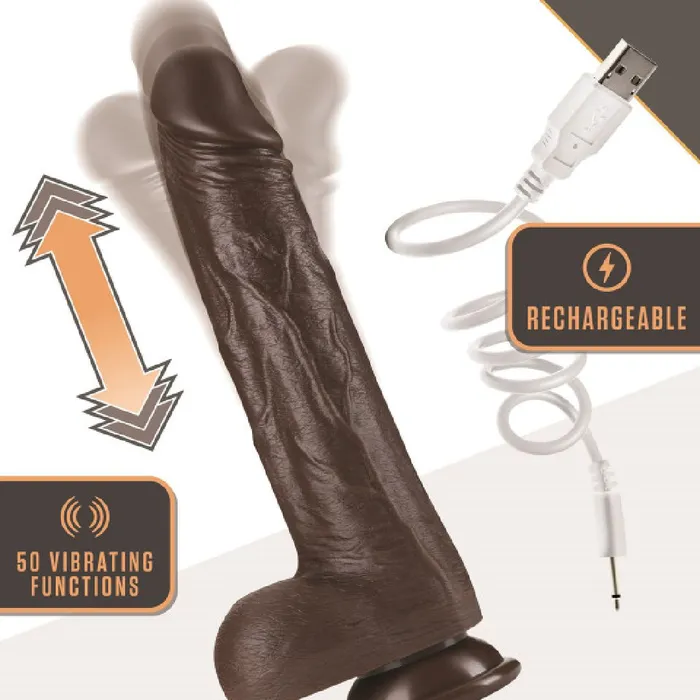Blush Anal Dr Murphy Long Thick 8 Inch Thrusting Silicone Remote Control Dildo Chocolate