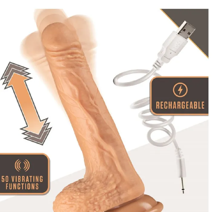 Blush Dildos Dr Grey 7 Inch Thrusting Rotating Silicone Dildo Vanilla