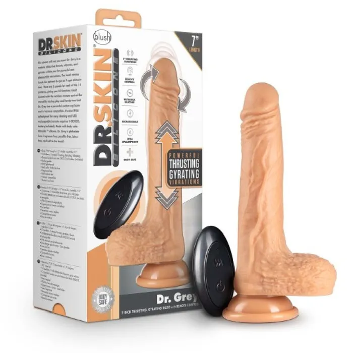 Blush Dildos Dr Grey 7 Inch Thrusting Rotating Silicone Dildo Vanilla
