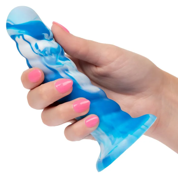 CalExotics Anal Twisted Love Ribbed 55 Inch Beginner Silicone Dildo Blue