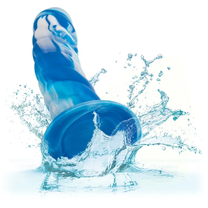 CalExotics Anal Twisted Love Ribbed 55 Inch Beginner Silicone Dildo Blue