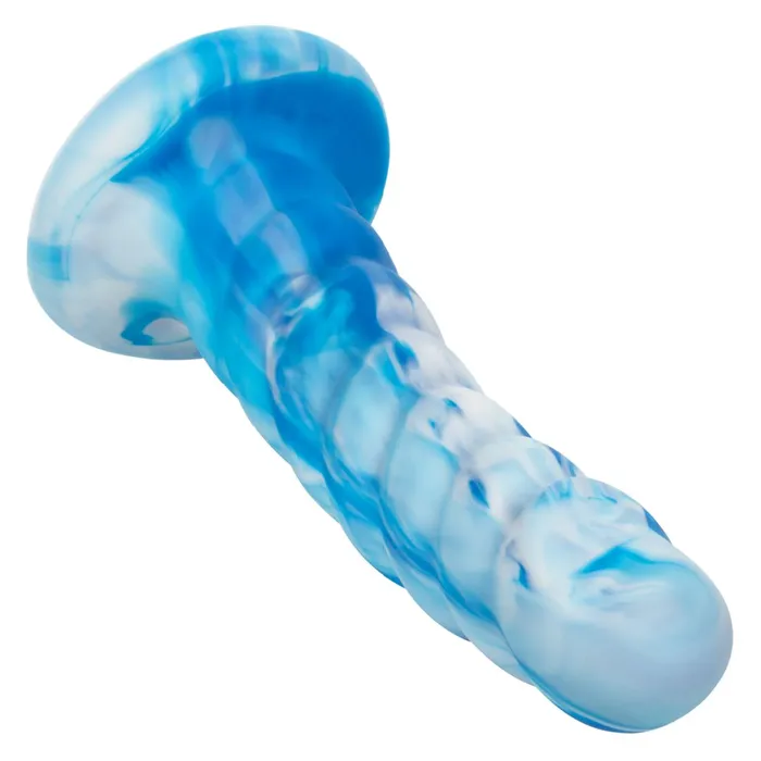 CalExotics Anal Twisted Love Ribbed 55 Inch Beginner Silicone Dildo Blue