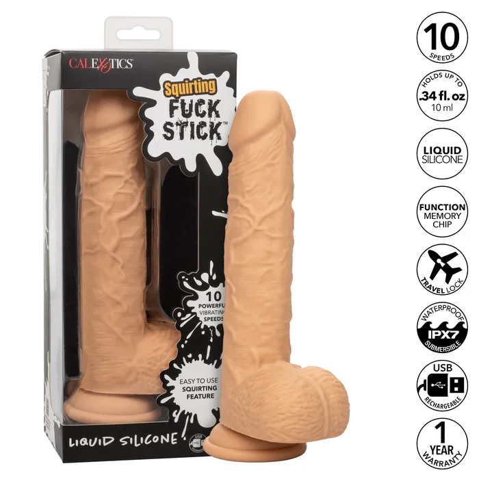 CalExotics Female Sex Toys Fuck Stick Squirting Vibrating Silicone Suction Cup Dildo Vanilla