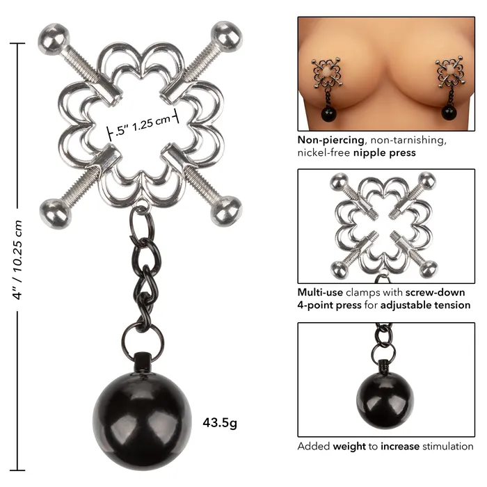 CalExotics Female Sex Toys Nipple Grips 4Point Weighted Nipple Press set of 2