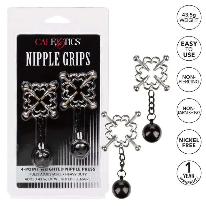 CalExotics Female Sex Toys Nipple Grips 4Point Weighted Nipple Press set of 2