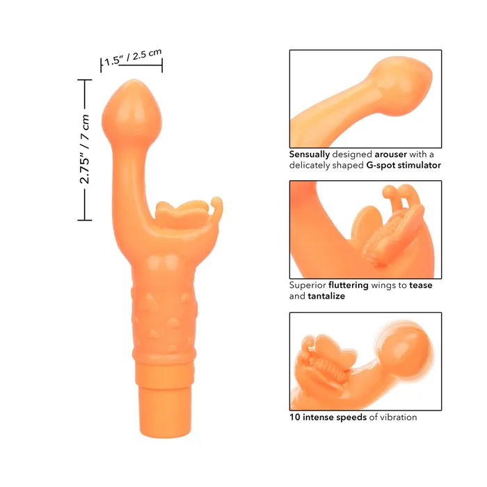 California Exotic Novelties Inc Female Sex Toys Rechargeable Butterfly Kiss Vibrating and Fluttering Orange