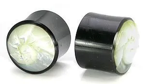 Carved Shell Inlayed on a Horn Plug Organic Body Jewelry 0g 1 14 Price Per 1 Elementals Organics Anal Carved Shell Inlayed on a Horn Plug Organic Body Jewelry 0g 1 14 Price Per 1 Elementals Organics Anal