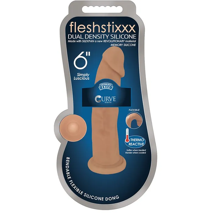 Curve Toys Dildos Fleshstixxx 6 Inch Bendable Silicone Dildo Caramel