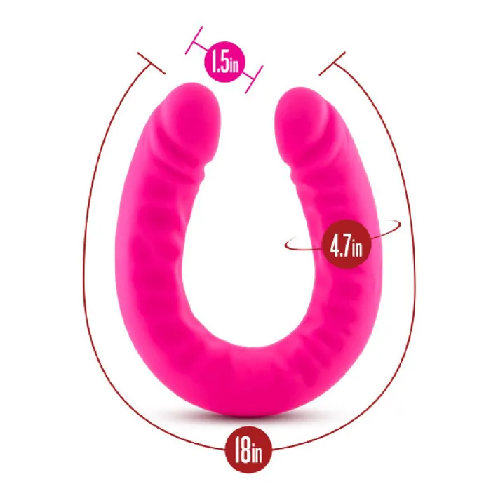 Dildos Blush Ruse 18 inch Silicone Slim Double Dildo Hot Pink