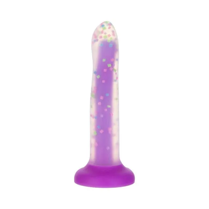 Dildos BMS Enterprises Rave by Addiction Glow in the Dark Dildo Purple Confetti 8