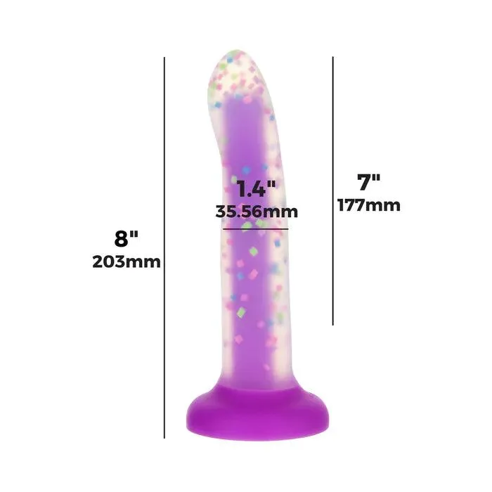 Dildos BMS Enterprises Rave by Addiction Glow in the Dark Dildo Purple Confetti 8