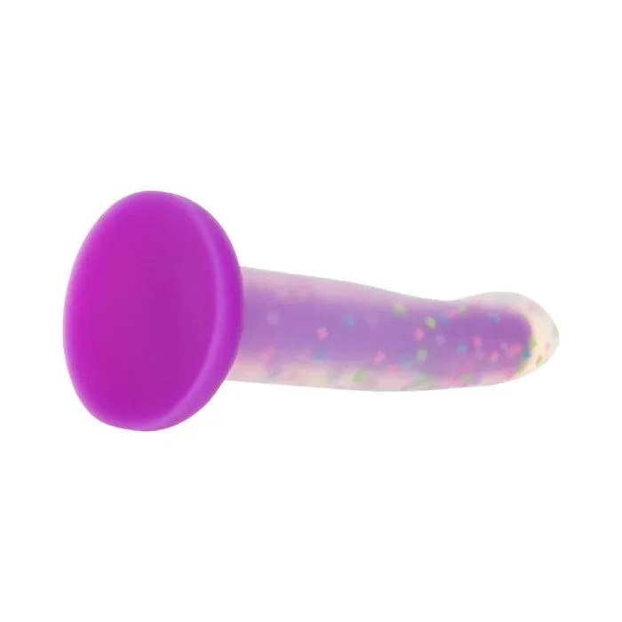 Dildos BMS Enterprises Rave by Addiction Glow in the Dark Dildo Purple Confetti 8