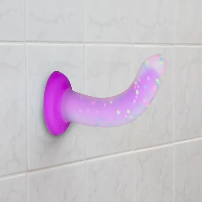 Dildos BMS Enterprises Rave by Addiction Glow in the Dark Dildo Purple Confetti 8