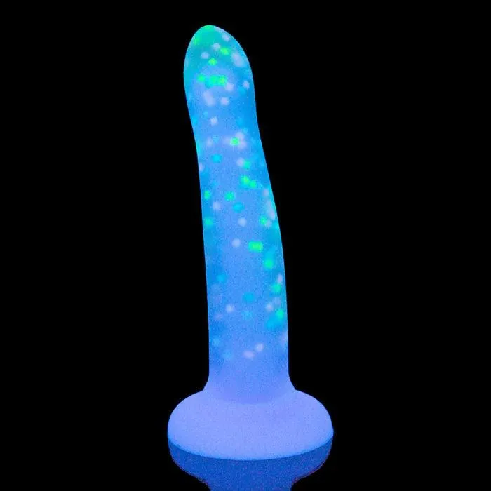Dildos BMS Enterprises Rave by Addiction Glow in the Dark Dildo Purple Confetti 8