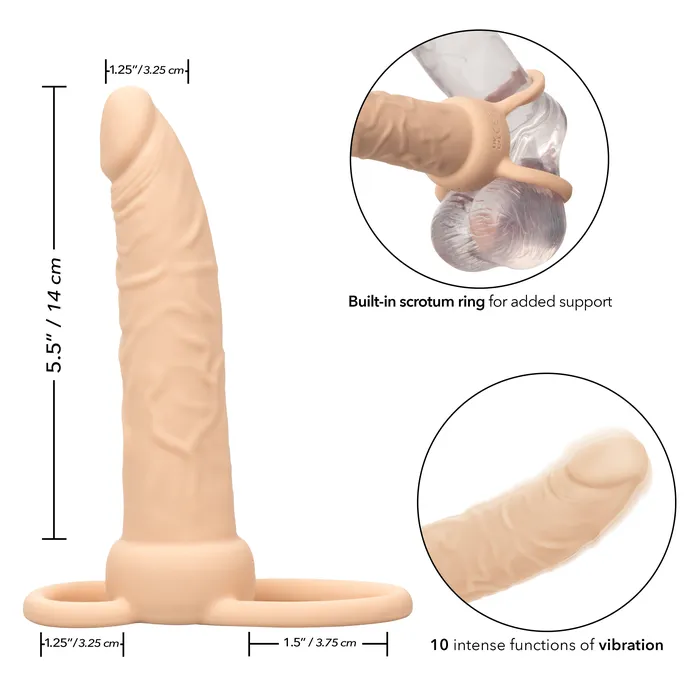 Dildos CalExotics Performance Maxx Double Penetration Vibrating Dildo Ivory