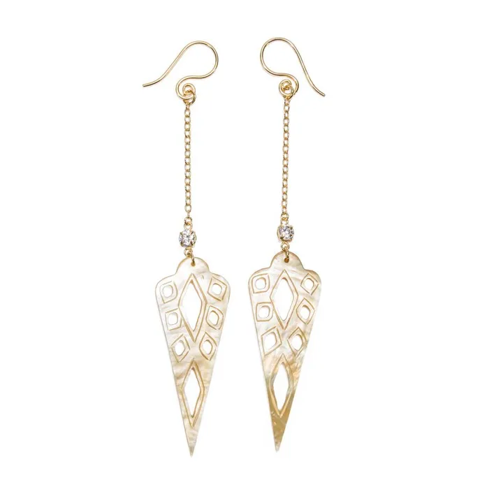 Elementals Organics Anal Aztecan Dagger Mother of Pearl Earrings Price Per 2