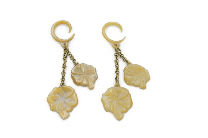 Elementals Organics Male Sex Toys Dainty Hibiscus Mother of Pearl Large Gauge Dangle Earrings Price Per 2 Elementals Organics Male Sex Toys Dainty Hibiscus Mother of Pearl Large Gauge Dangle Earrings Price Per 2