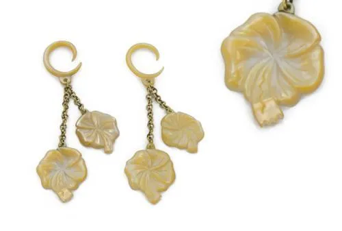 Elementals Organics Male Sex Toys Dainty Hibiscus Mother of Pearl Large Gauge Dangle Earrings Price Per 2