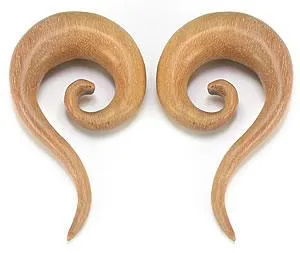 Elementals Organics Vibrators Red Saba Wood Spiral Hanger Earring Price Per 1 Elementals Organics Vibrators Red Saba Wood Spiral Hanger Earring Price Per 1