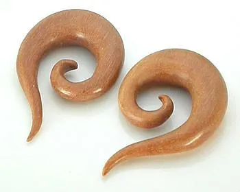 Elementals Organics Vibrators Red Saba Wood Spiral Hanger Earring Price Per 1