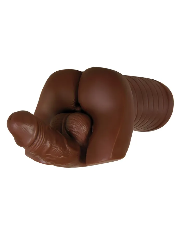 Evolved Novelties Male Sex Toys Backdoor Bash Doll Ass Masturbator with Cock and Balls Chocolate