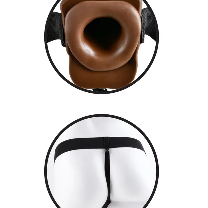 Female Sex Toys Pipedream Products Fetish Fantasy Vibrating Hollow 7 Dildo wBalls Strapon Harness Chocolate