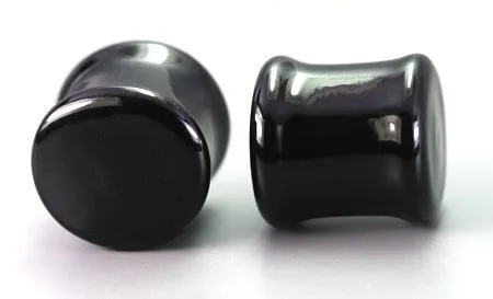 FLAT PLUGS Black Glass Ear Gauge Jewelry Price Per 1 Painful Pleasures Anal