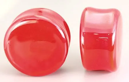 FLAT PLUGS RUBY RED Glass Ear Gauge Jewelry Price Per 1 Painful Pleasures Dildos