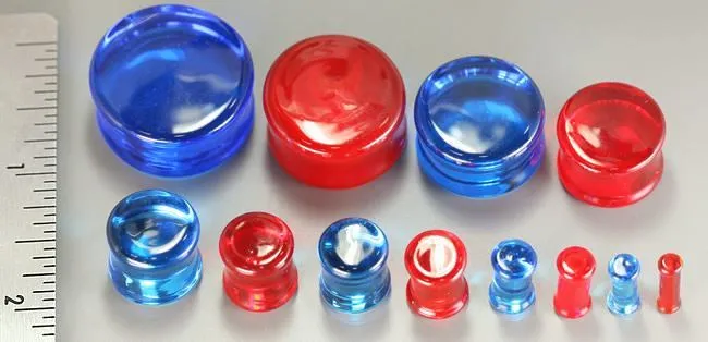 FLAT PLUGS RUBY RED Glass Ear Gauge Jewelry Price Per 1 Painful Pleasures Dildos
