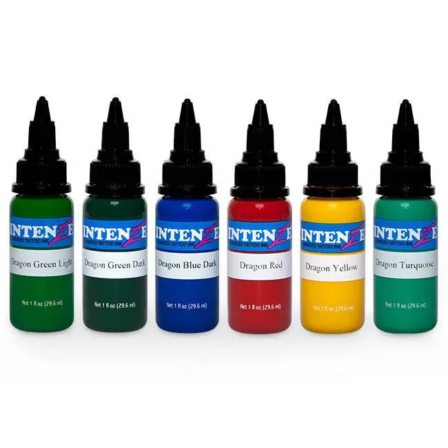 Intenze Anal Japaneze Dragon Color 1oz Set Intenze Tattoo Ink 6 Bottles
