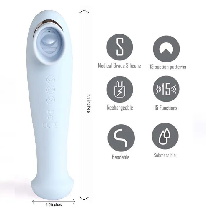 Maia Toys Destiny Blue Clitoral Suction Vibrator with Tongue Female Sex Toys