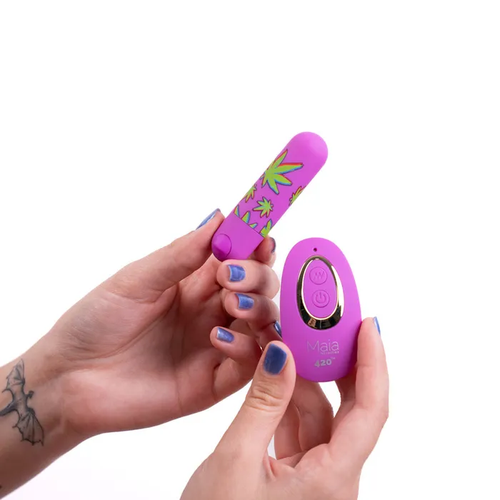 Maia Toys Female Sex Toys JESSI 420 PURPLE Remote Rechargeable Super Charged Mini Bullet