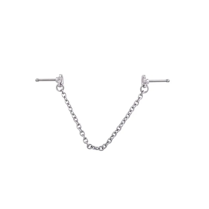 Male Sex Toys 20g 14 Rhodium Plated Star and Moon Nose Bones with Chain Painful Pleasures Male Sex Toys 20g 14 Rhodium Plated Star and Moon Nose Bones with Chain Painful Pleasures