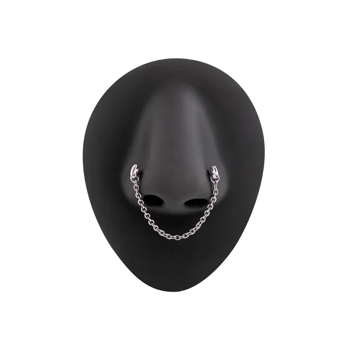 Male Sex Toys 20g 14 Rhodium Plated Star and Moon Nose Bones with Chain Painful Pleasures