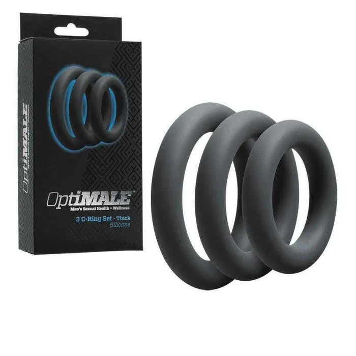 Male Sex Toys Doc Johnson Enterprises OptiMALE 3 CRing Set Thick Slate