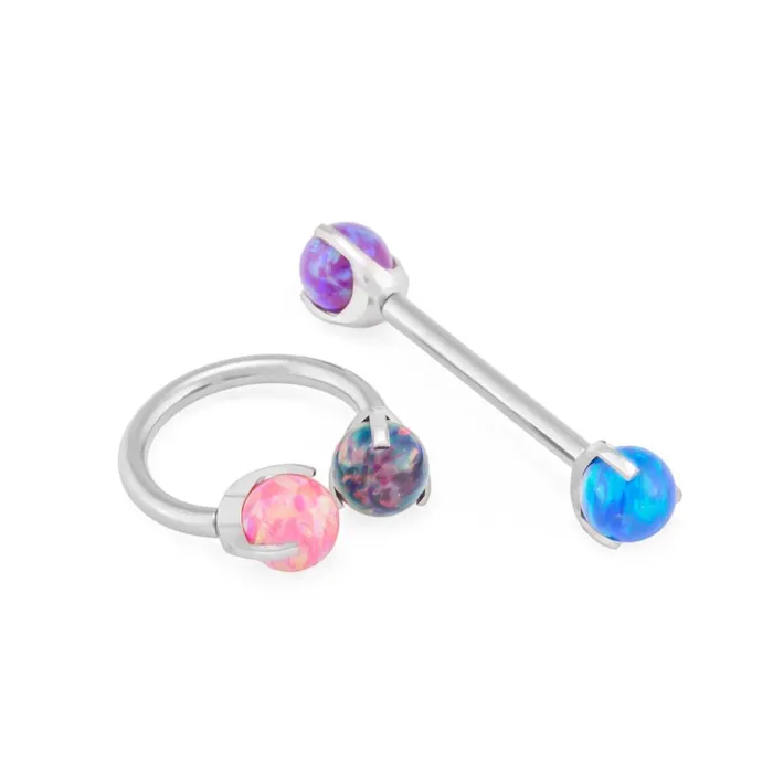 Male Sex Toys Painful Pleasures 14g12g Internally Threaded 4mm ProngSet Opal Ball Price Per 1