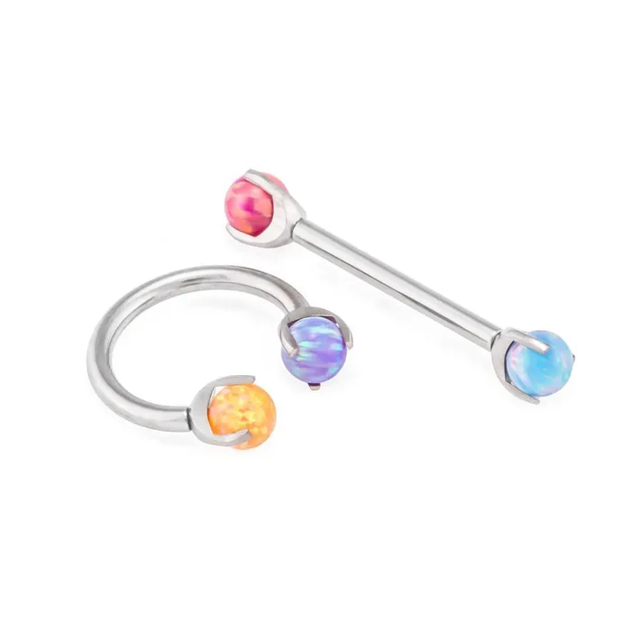 Male Sex Toys Painful Pleasures 14g12g Internally Threaded 4mm ProngSet Opal Ball Price Per 1