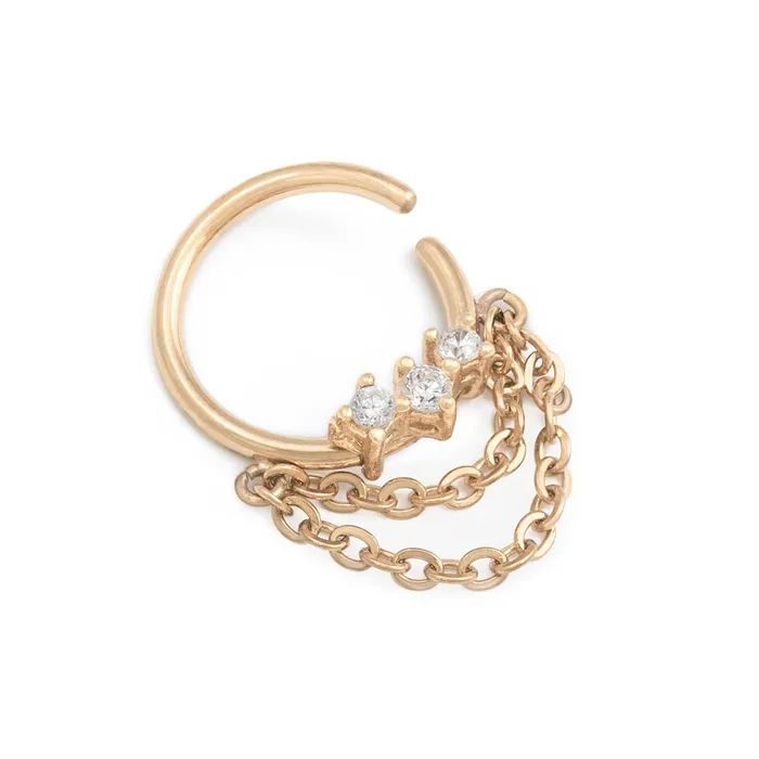 Male Sex Toys Painful Pleasures 16g Crystal Trinity Dangle Bendable Septum Ring Price Per 1