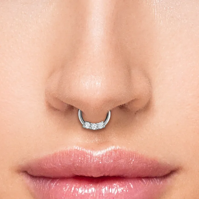 Male Sex Toys Painful Pleasures 16g Septum Clicker with Three Crystals Price Per 1
