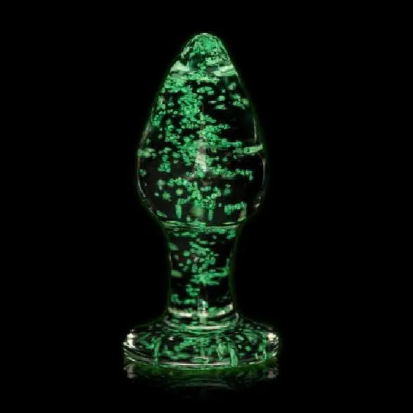 Male Sex Toys Shots Glow in the Dark Glass Anal Plug Medium
