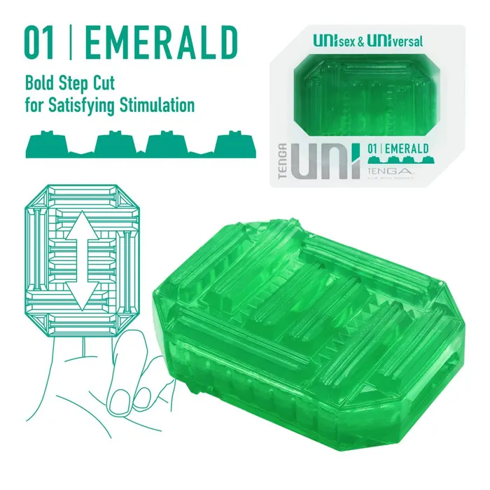 Male Sex Toys Tenga Tenga Uni Emerald Textured Finger Sleeve for Stroking and Clit Massage